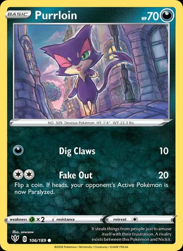 Purrloin card in English