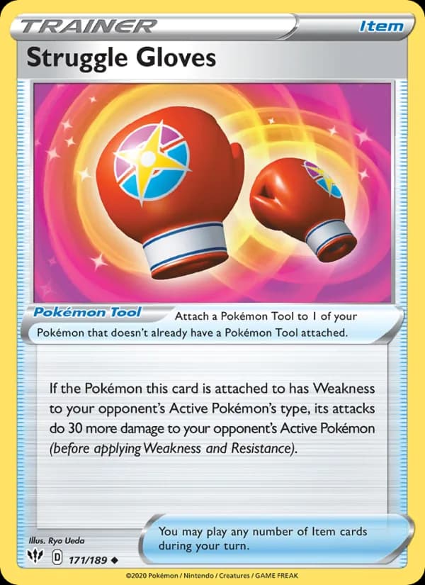 Struggle Gloves card in English