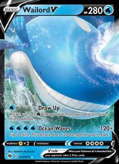 Wailord V card in English