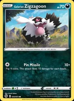 Galarian Zigzagoon card in English