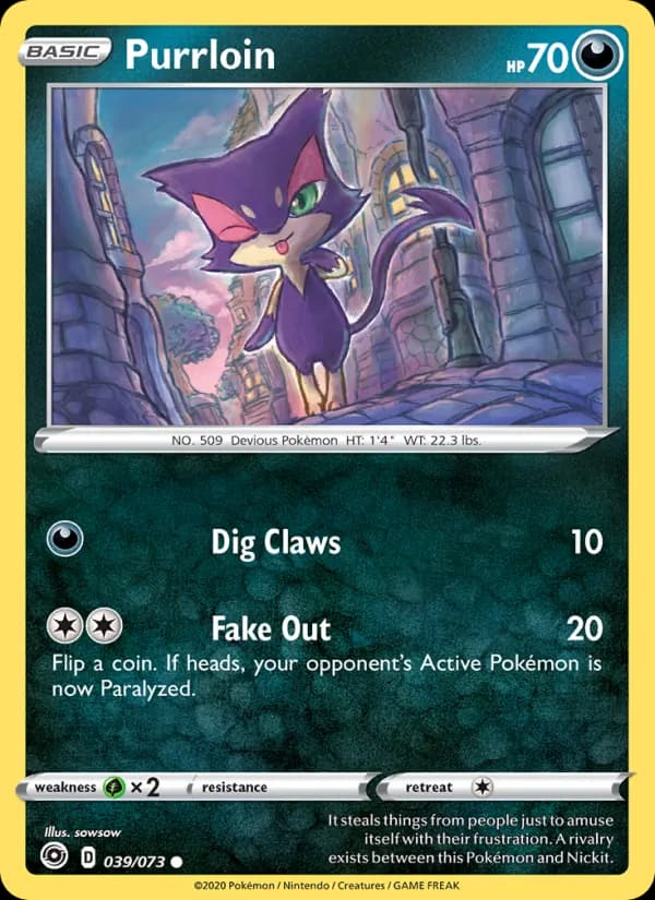 Purrloin card in English
