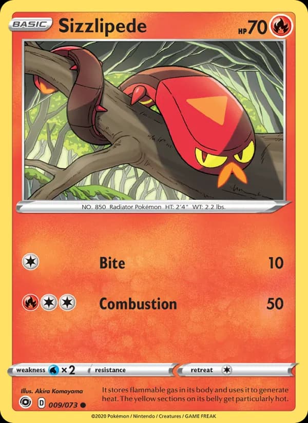 Sizzlipede card in English