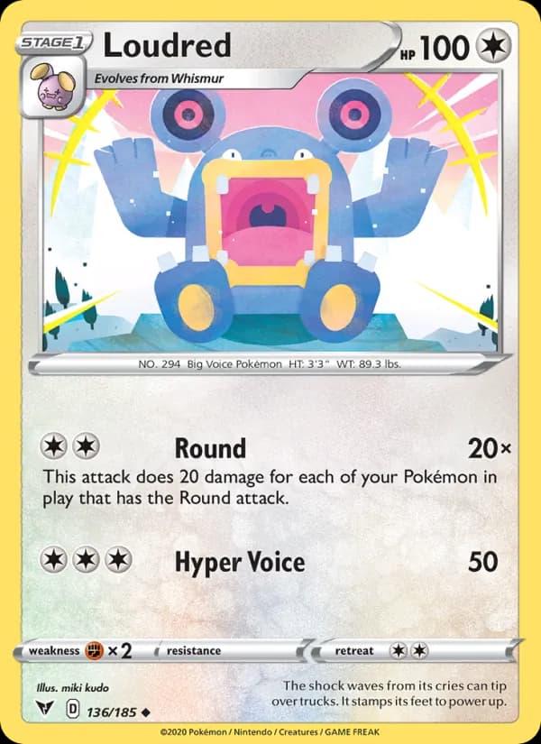Loudred card in English