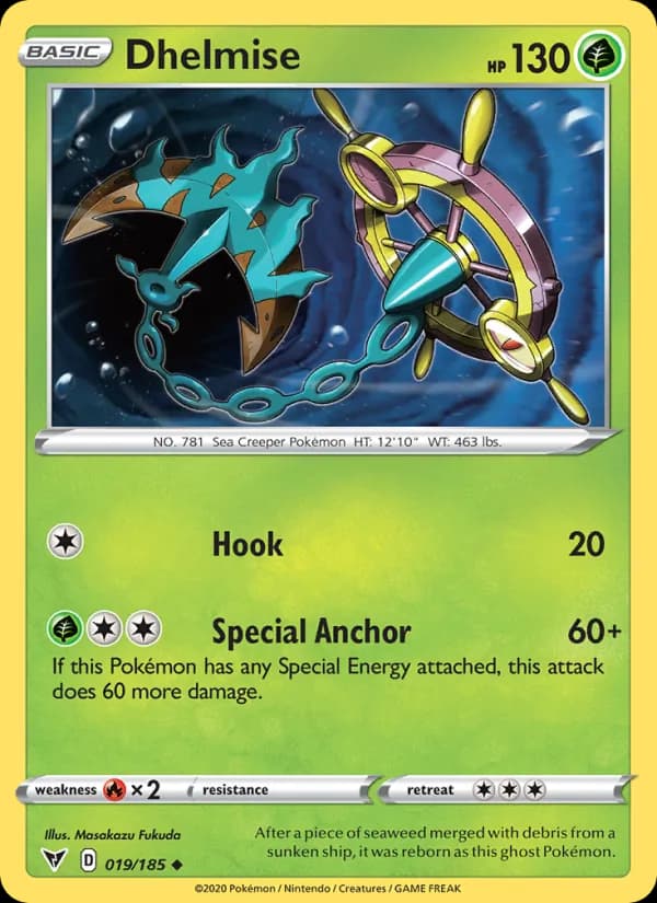 Dhelmise card in English