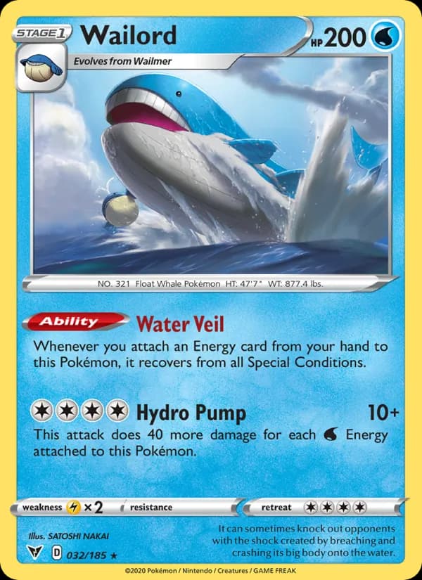 Wailord card in English