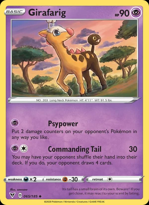 Girafarig card in English