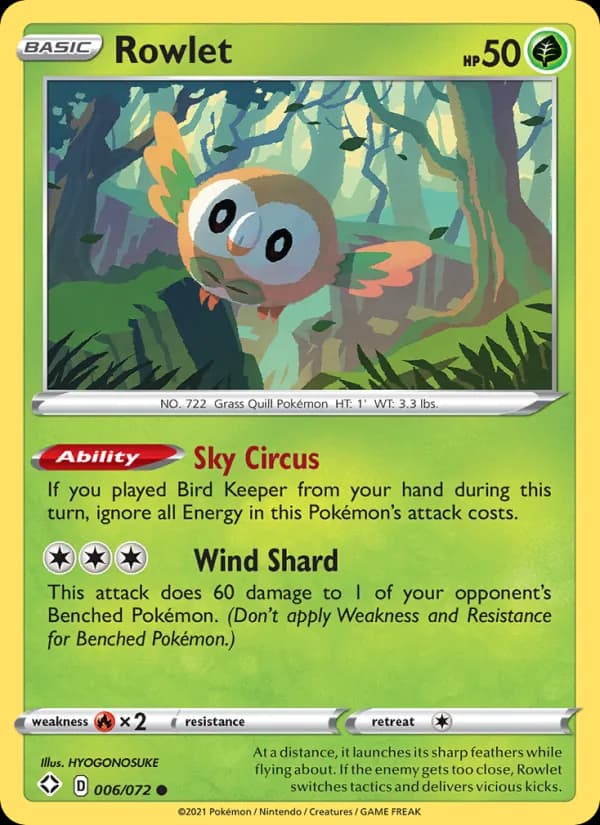 Rowlet card in English