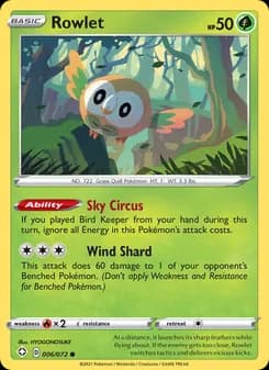 Rowlet card in English