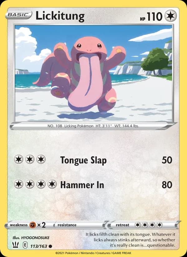 Lickitung card in English
