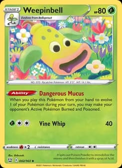 Weepinbell card in English