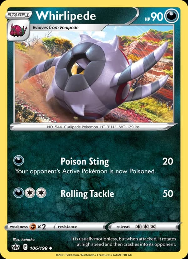 Whirlipede card in English
