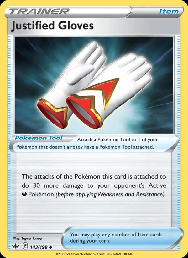 Justified Gloves card in English