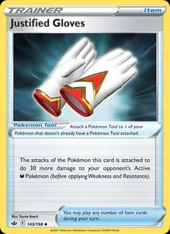 Justified Gloves card in English