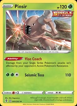 Pinsir card in English