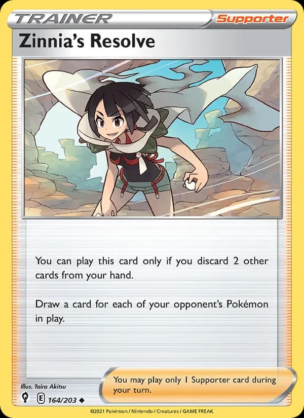 Zinnia's Resolve card in English
