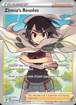 Zinnia's Resolve card in English