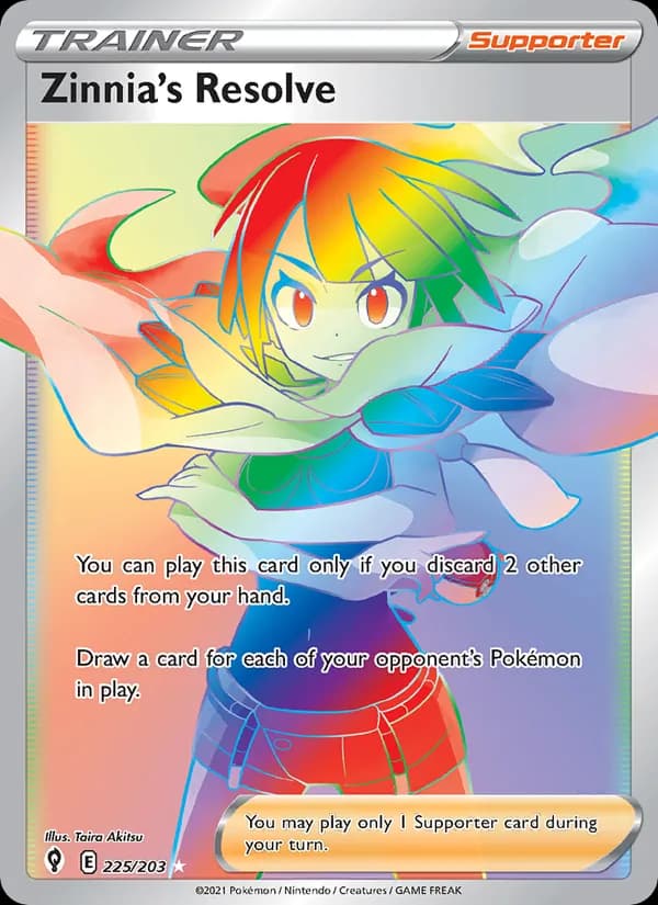 Zinnia's Resolve card in English