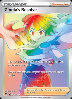 Zinnia's Resolve card in English