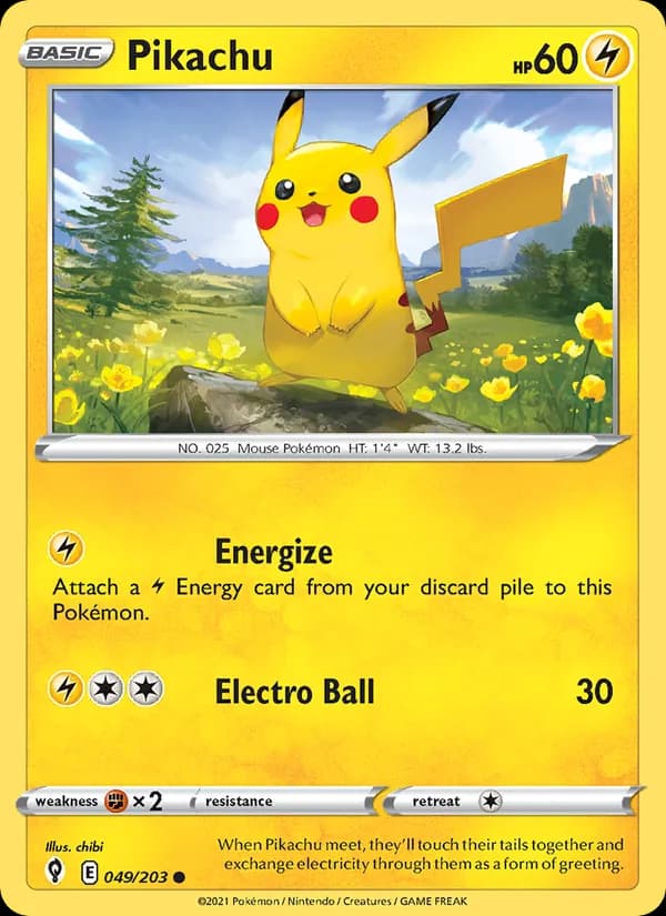 Pikachu card in English