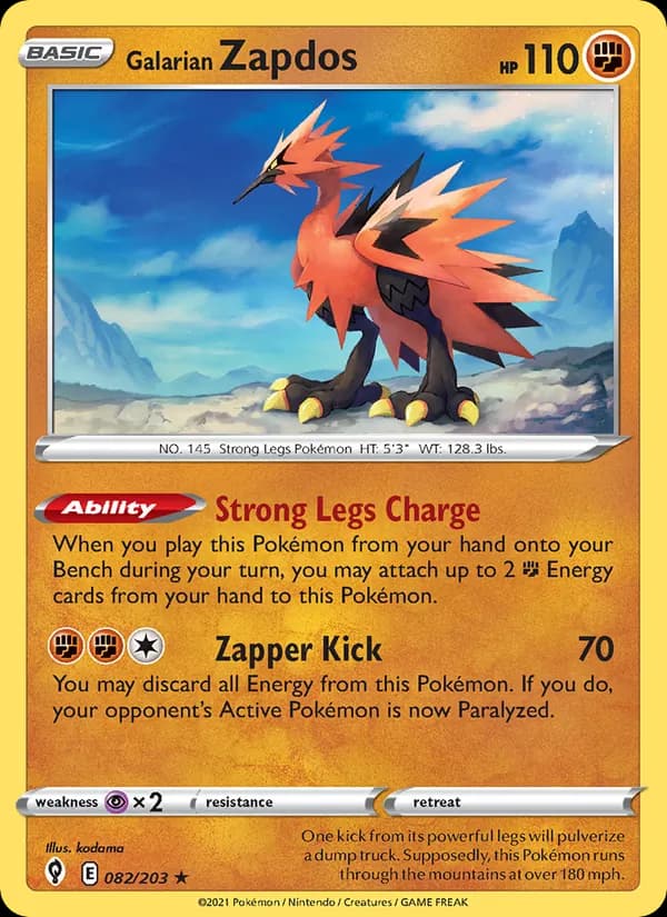 Galarian Zapdos card in English