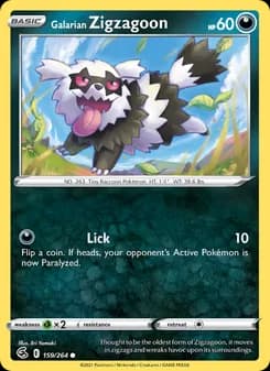 Galarian Zigzagoon card in English