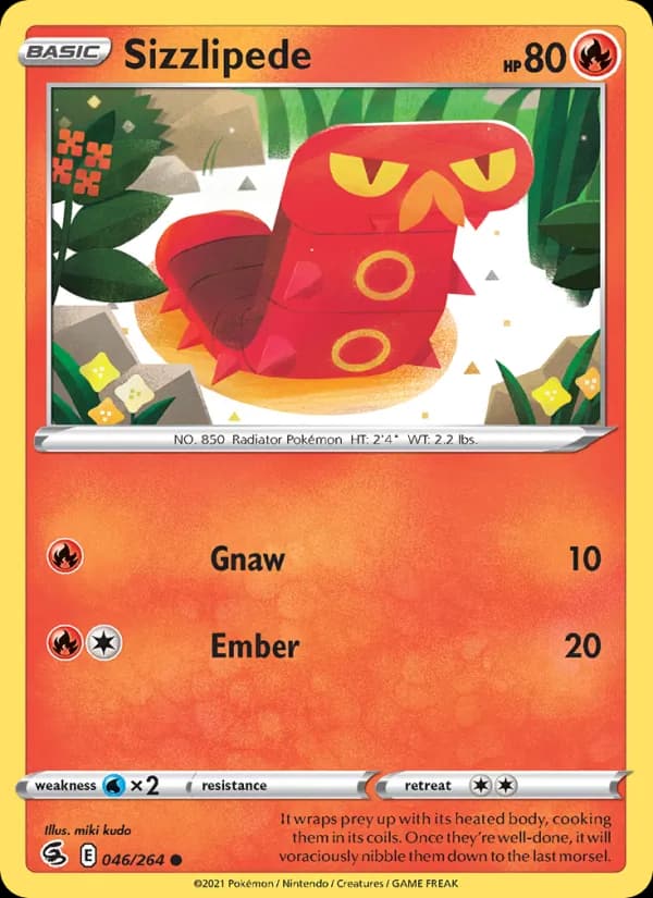 Sizzlipede card in English