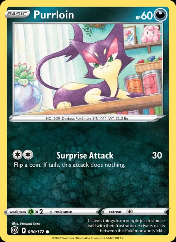 Purrloin card in English