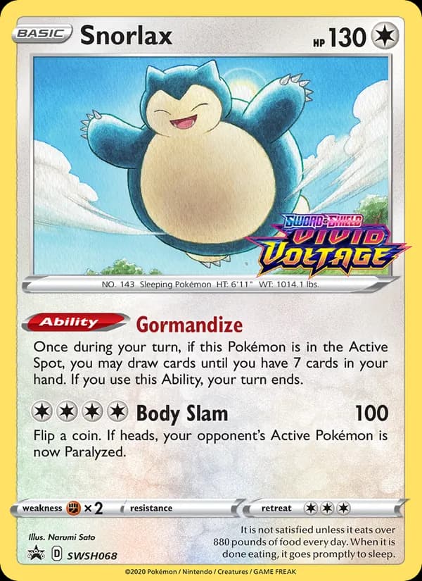 Snorlax card in English