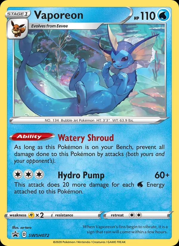 Vaporeon card in English