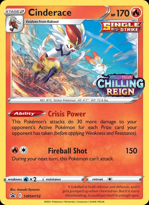 Cinderace card in English