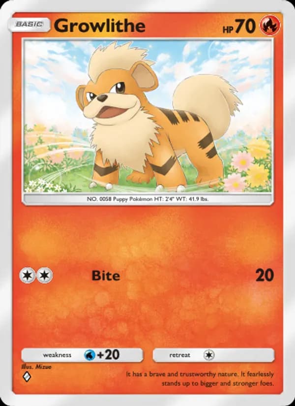 Growlithe card in English