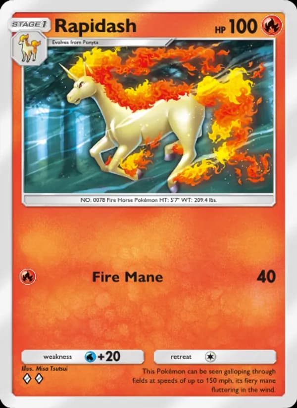 Rapidash card in English