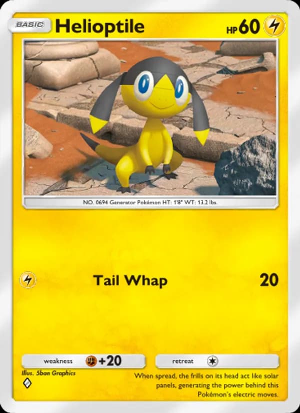 Helioptile card in English