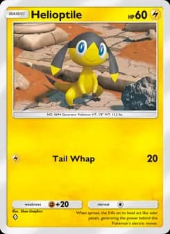 Helioptile card in English