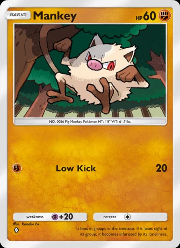 Mankey card in English