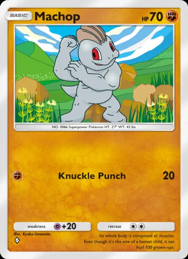 Machop card in English