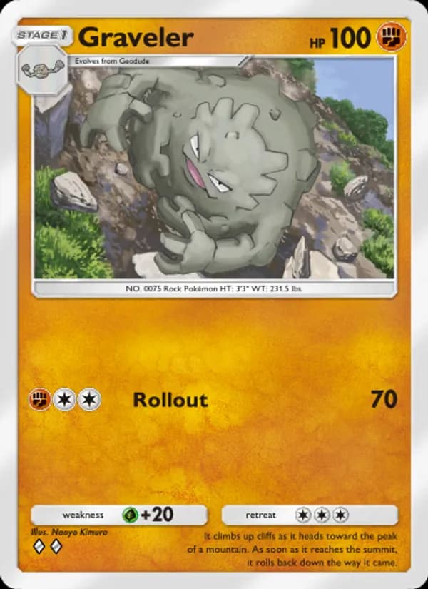 Graveler card in English