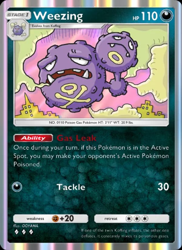 Weezing card in English