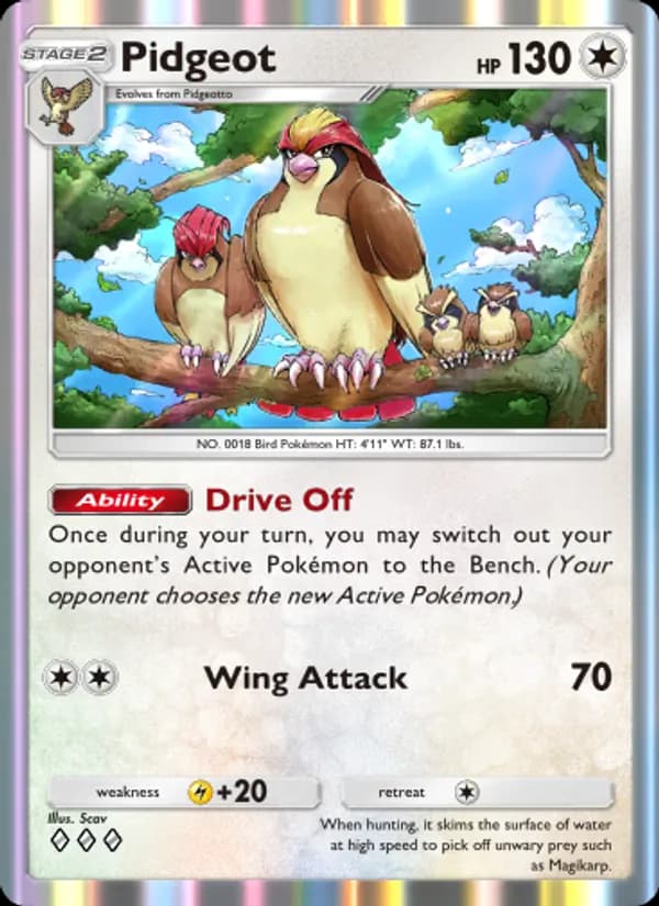 Pidgeot card in English