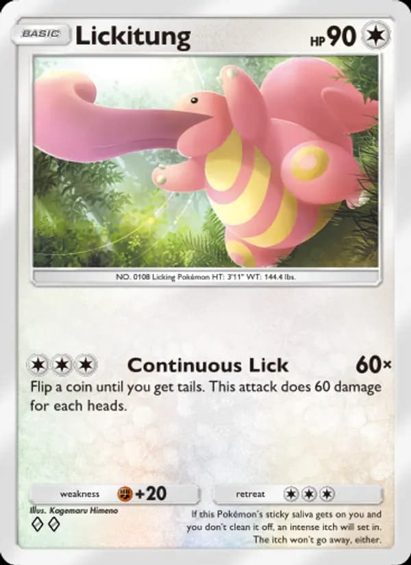 Lickitung card in English