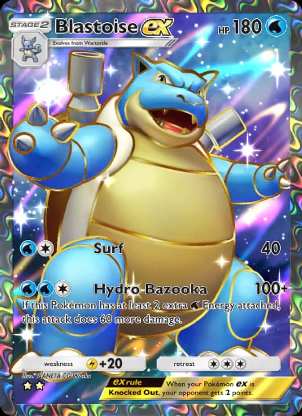Blastoise ex card in English