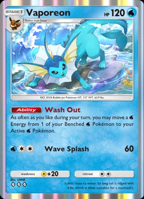 Vaporeon card in English
