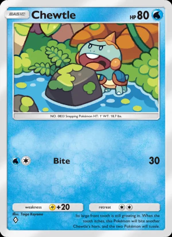 Chewtle card in English