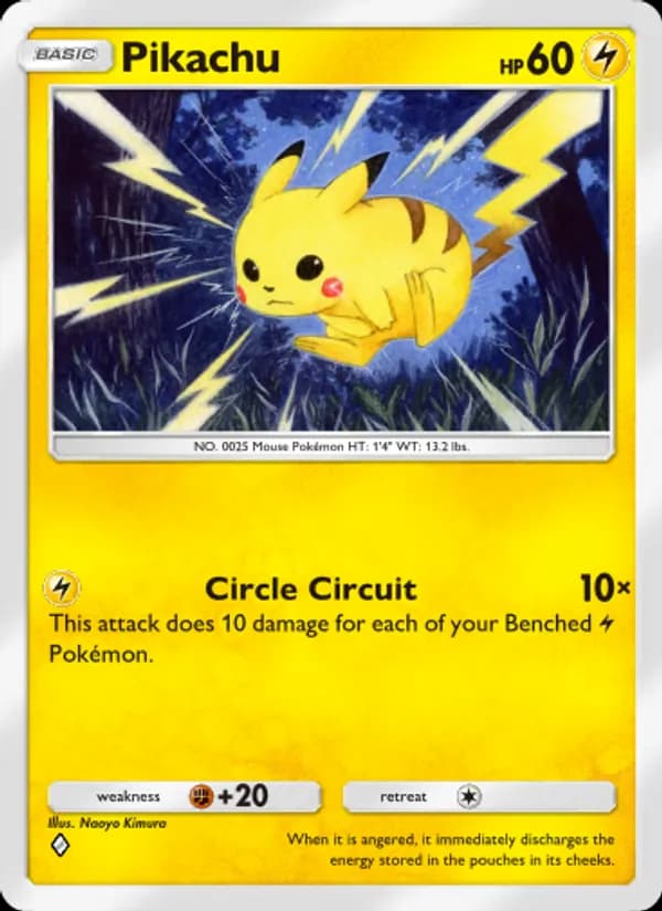Pikachu card in English