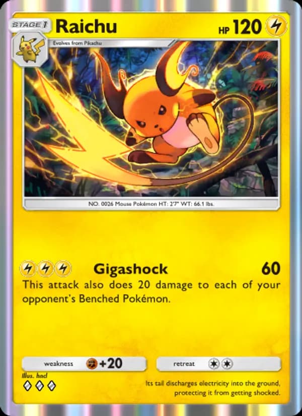 Raichu card in English