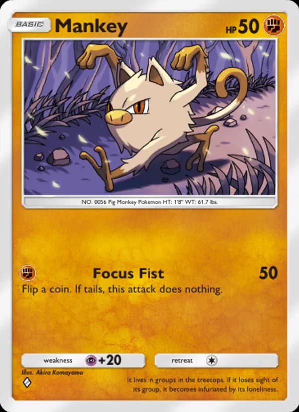 Mankey card in English