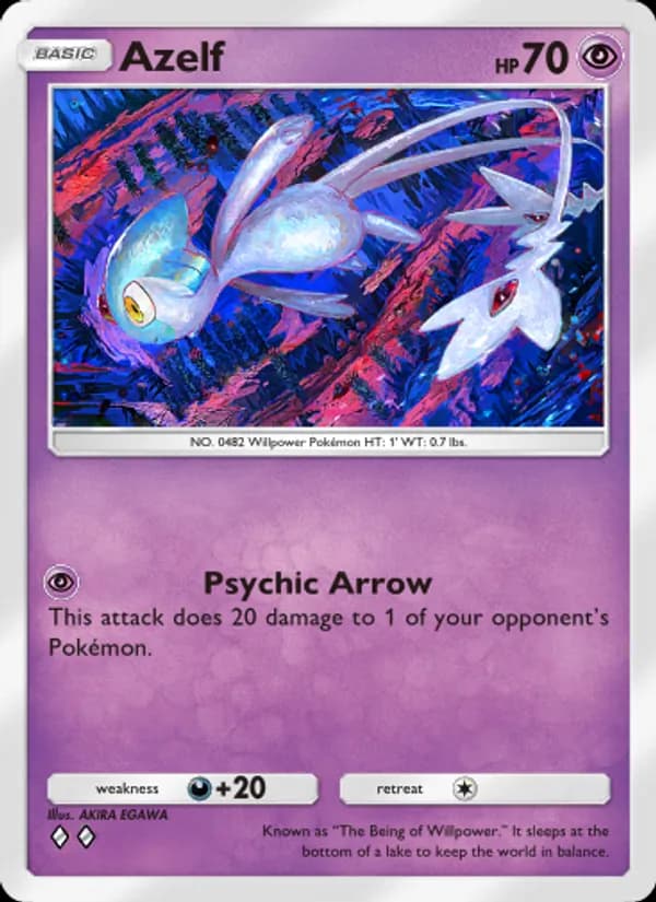 Azelf card in English