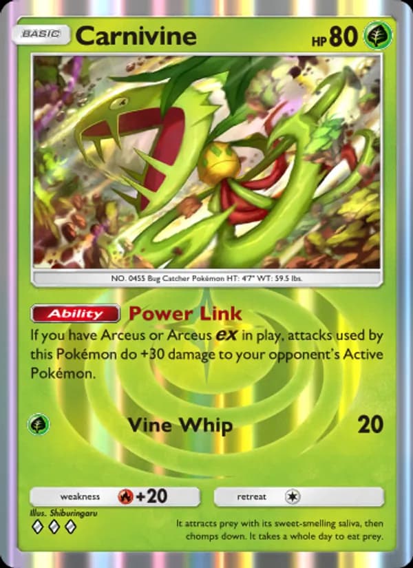 Carnivine card in English