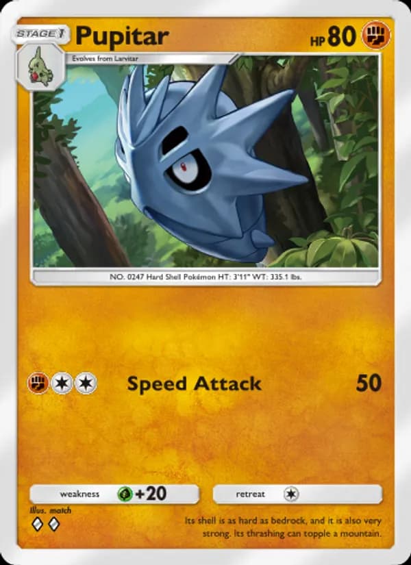 Pupitar card in English