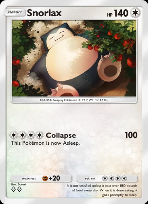 Snorlax card in English